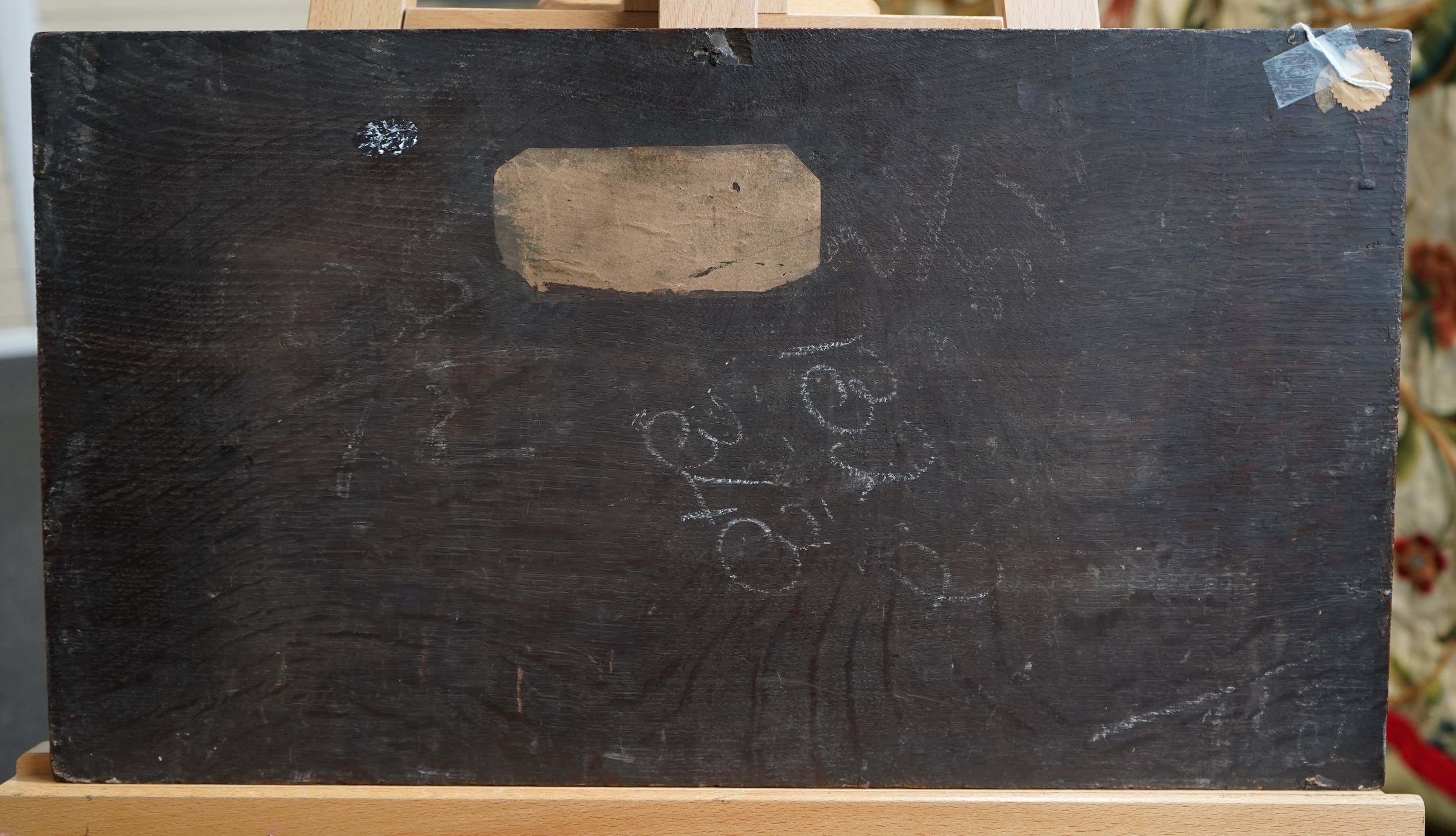 After Dominique Doncre, 1743-1820, A Trompe l'oeil still life of a medallion bust, portrait and playing card